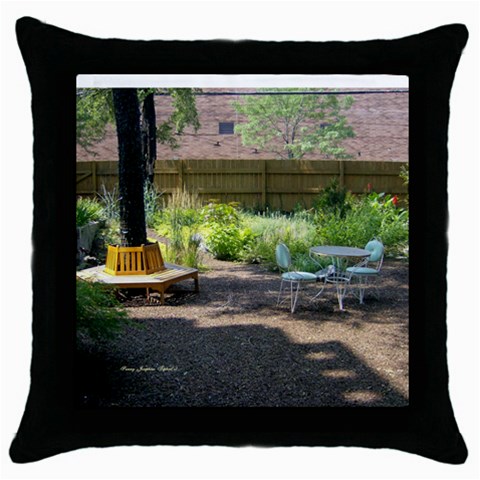 The Backyard Throw Pillow Case (Black) from ArtsNow.com Front