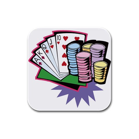 Poker D5 Rubber Square Coaster (4 pack) from ArtsNow.com Front