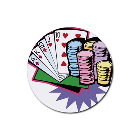 Poker D5 Rubber Round Coaster (4 pack) from ArtsNow.com Front