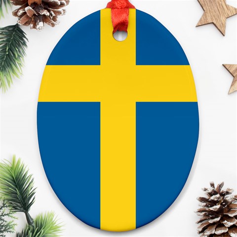 Swedish Flag Ornament (Oval) from ArtsNow.com Front