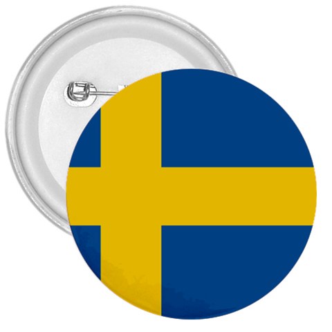 Swedish Flag 3  Button from ArtsNow.com Front