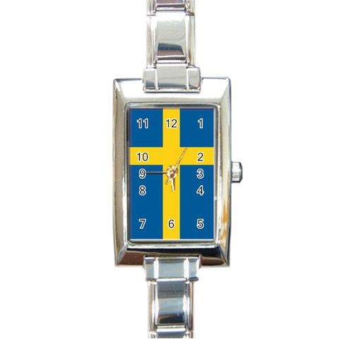 Swedish Flag Rectangular Italian Charm Watch from ArtsNow.com Front