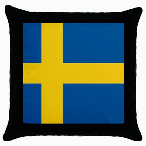 Swedish Flag Throw Pillow Case (Black) from ArtsNow.com Front