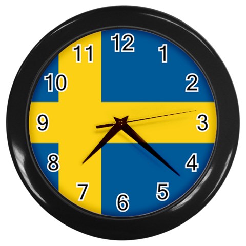 Swedish Flag Wall Clock (Black) from ArtsNow.com Front