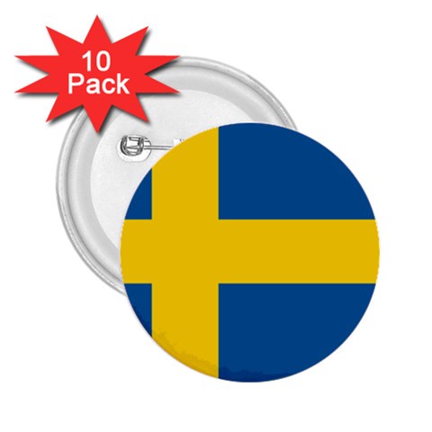 Swedish Flag 2.25  Button (10 pack) from ArtsNow.com Front