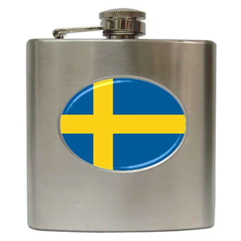 Swedish Flag Hip Flask (6 oz) from ArtsNow.com Front