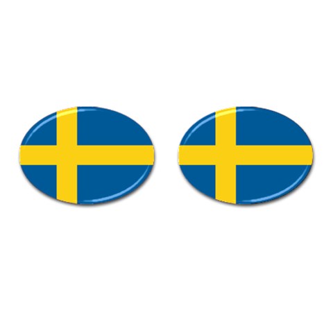 Swedish Flag Cufflinks (Oval) from ArtsNow.com Front(Pair)