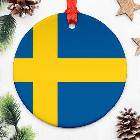 Swedish Flag Round Ornament (Two Sides) from ArtsNow.com Front