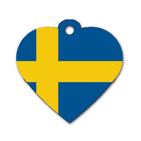 Swedish Flag Dog Tag Heart (One Side) from ArtsNow.com Front