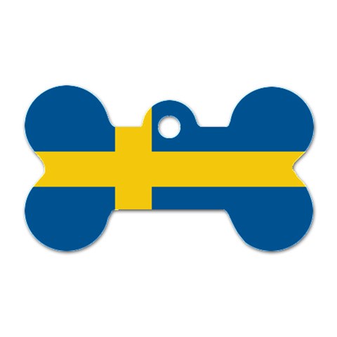 Swedish Flag Dog Tag Bone (Two Sides) from ArtsNow.com Front