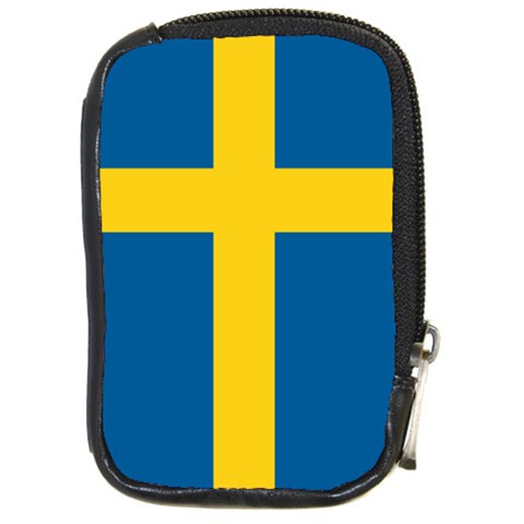 Swedish Flag Compact Camera Leather Case from ArtsNow.com Front