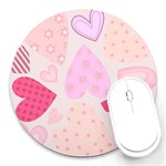 Pink Hearts Round Mousepad