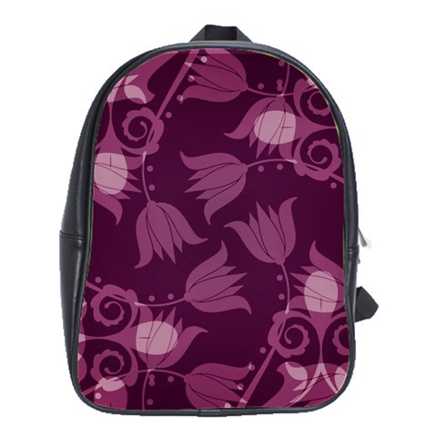 Purple Tulips Squares School Bag  (Large) from ArtsNow.com Front