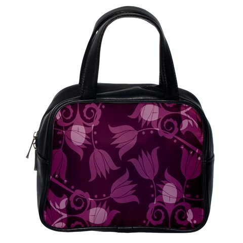 Purple Tulips Squares Classic Handbag (Two Sides) from ArtsNow.com Back