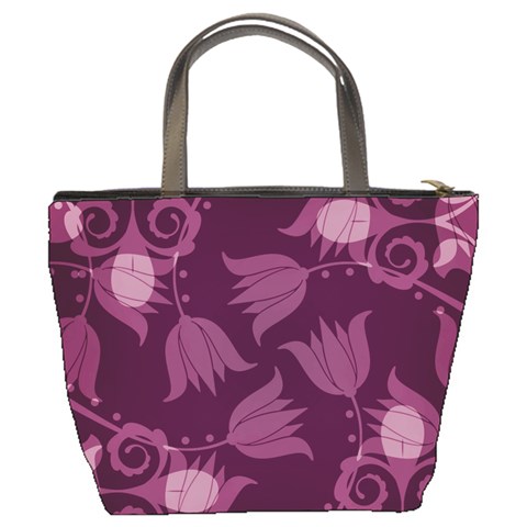 Purple Tulips Squares Bucket Bag from ArtsNow.com Back