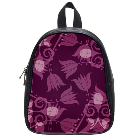 Purple Tulips Squares School Bag (Small) from ArtsNow.com Front