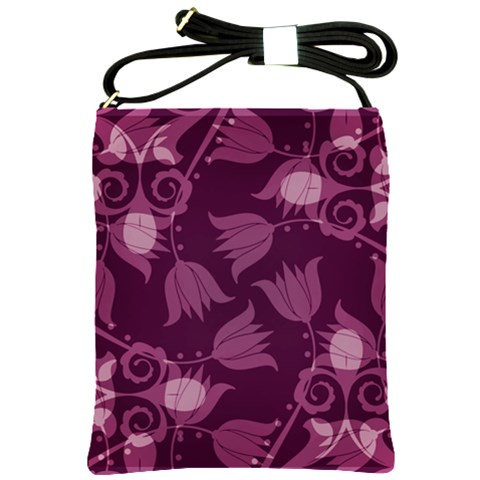 Purple Tulips Squares Shoulder Sling Bag from ArtsNow.com Front