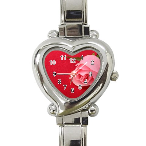 Pink rose Heart Italian Charm Watch from ArtsNow.com Front