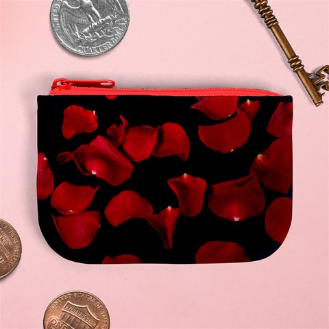 Red petals Mini Coin Purse from ArtsNow.com Front