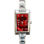 Red rose close up Rectangular Italian Charm Watch