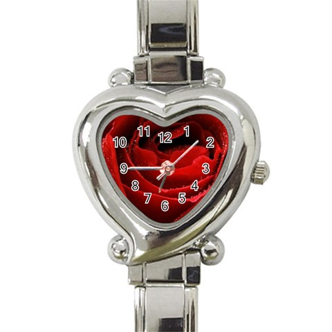 Red rose close Heart Italian Charm Watch from ArtsNow.com Front