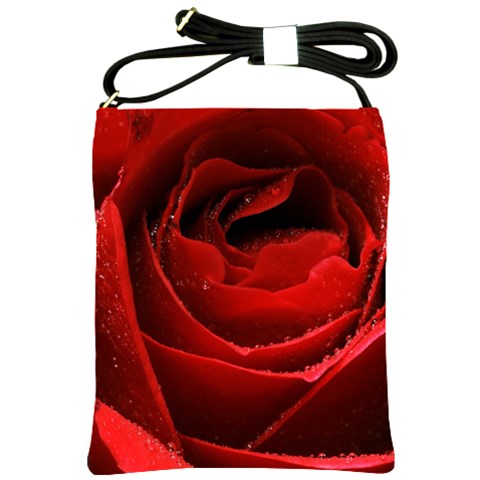 Red rose close up Shoulder Sling Bag from ArtsNow.com Front