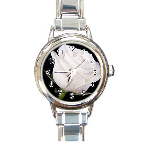 White rose Round Italian Charm Watch from ArtsNow.com Front