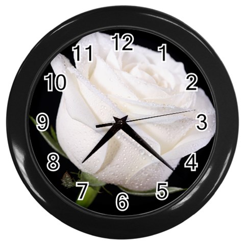 White rose Wall Clock (Black) from ArtsNow.com Front