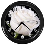 White rose Wall Clock (Black)