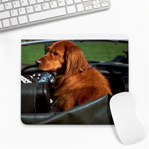 The dog in the car Large Mousepad from ArtsNow.com Front