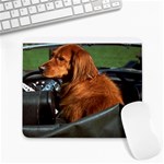 The dog in the car Large Mousepad