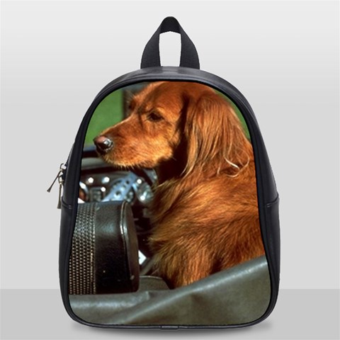 The dog in the car School Bag (Small) from ArtsNow.com Front