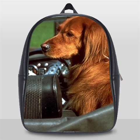 The dog in the car School Bag (Large) from ArtsNow.com Front