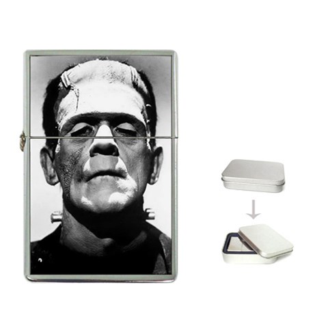 BORIS KARLOFF FRANKENSTEIN Flip Top Lighter Metal Chro  