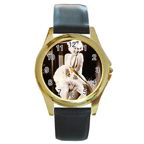 Marilyn Monroe 3 Round Gold Metal Wrist Watch Mens Gif  