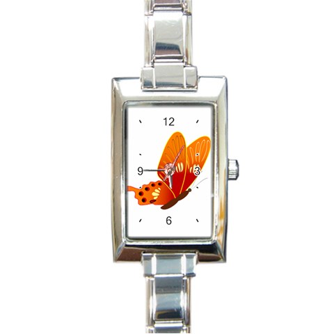 Orange Flame Butterfly Rectangular Italian Charm Watch from ArtsNow.com Front