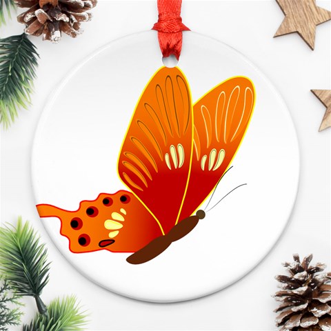 Orange Flame Butterfly Ornament (Round) from ArtsNow.com Front