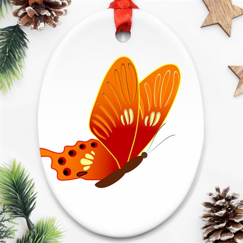 Orange Flame Butterfly Ornament (Oval) from ArtsNow.com Front