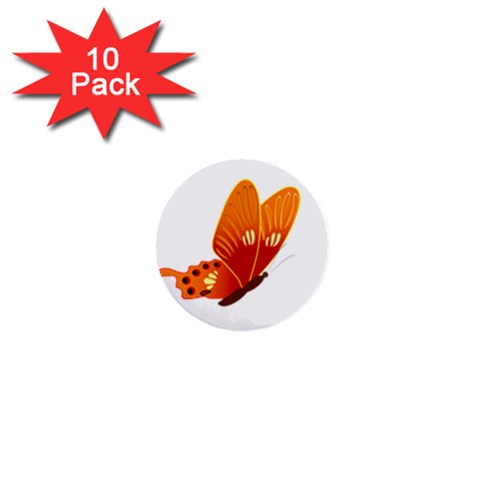 Orange Flame Butterfly 1  Mini Button (10 pack)  from ArtsNow.com Front