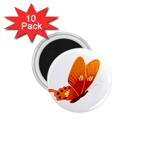 Orange Flame Butterfly 1.75  Magnet (10 pack)  from ArtsNow.com Front