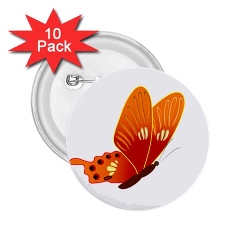 Orange Flame Butterfly 2.25  Button (10 pack) from ArtsNow.com Front