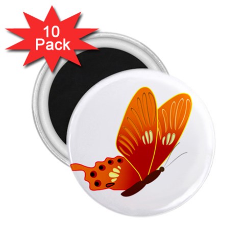 Orange Flame Butterfly 2.25  Magnet (10 pack) from ArtsNow.com Front