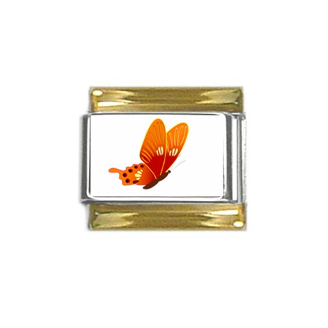 Orange Flame Butterfly Gold Trim Italian Charm (9mm) from ArtsNow.com Front