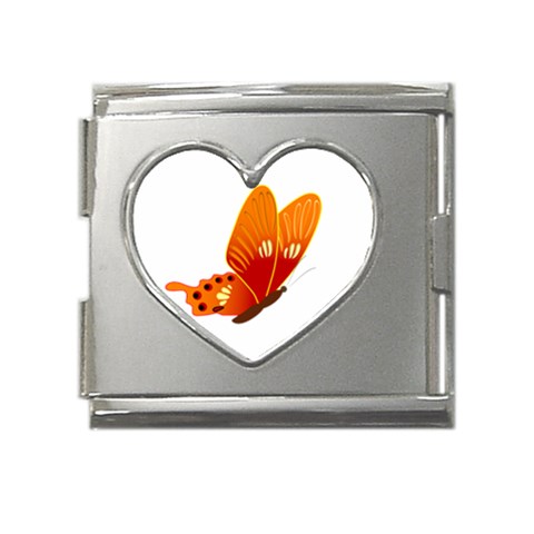 Orange Flame Butterfly Mega Link Heart Italian Charm (18mm) from ArtsNow.com Front