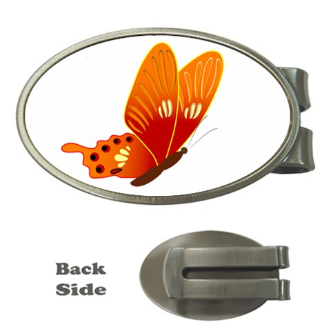 Orange Flame Butterfly Money Clip (Oval) from ArtsNow.com Front