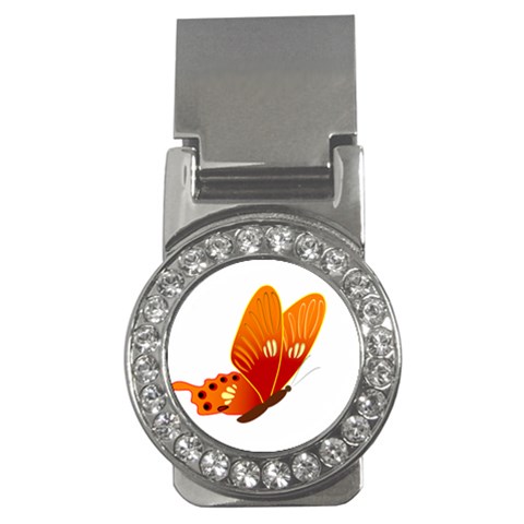 Orange Flame Butterfly Money Clip (CZ) from ArtsNow.com Front