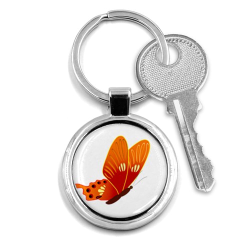 Orange Flame Butterfly Key Chain (Round) from ArtsNow.com Front