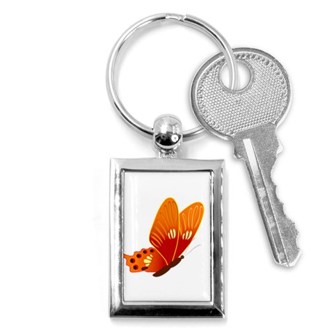 Orange Flame Butterfly Key Chain (Rectangle) from ArtsNow.com Front