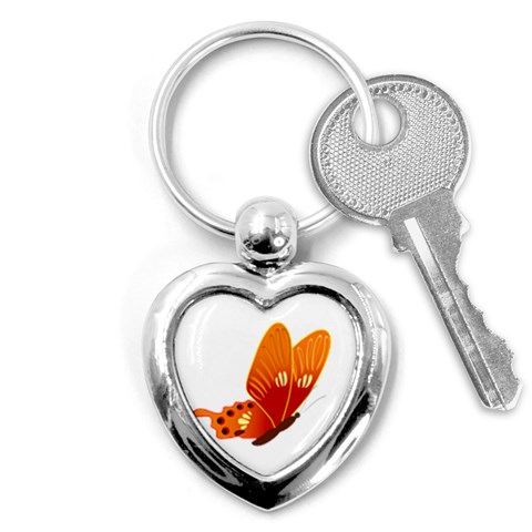 Orange Flame Butterfly Key Chain (Heart) from ArtsNow.com Front