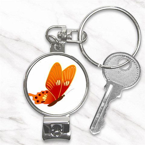 Orange Flame Butterfly Nail Clippers Key Chain from ArtsNow.com Front